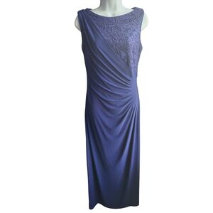 R & M Collection Sleeveless Royal Blue Lace Sequin Top Evening Gown Size 8